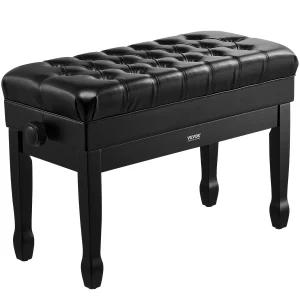 Klavírna lavica  750x360x515 mm, klavírna stolička s duetovými klávesmi, nastaviteľná výška 51 až 59 cm, polstrovaný vankúš, priehradka na hudobné knihy, drevená klavírna lavica, na toaletný stolík, spálňa
