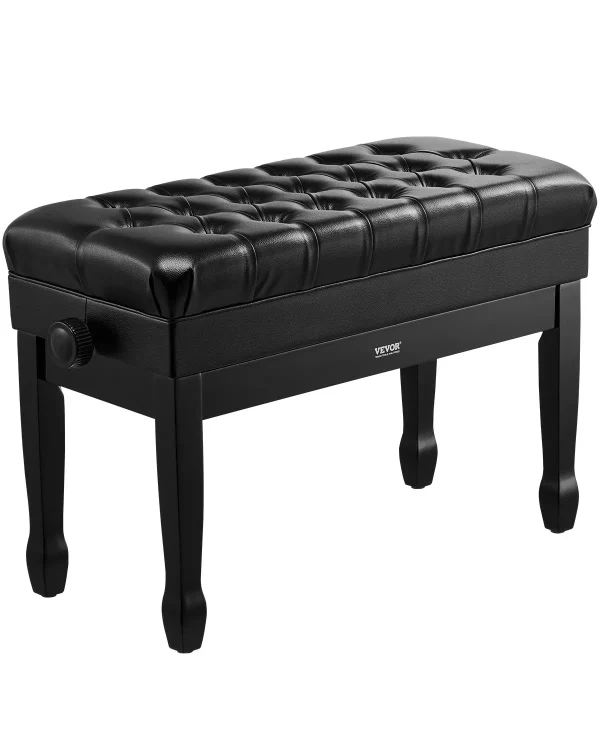 Klavírna lavica  750x360x515 mm, klavírna stolička s duetovými klávesmi, nastaviteľná výška 51 až 59 cm, polstrovaný vankúš, priehradka na hudobné knihy, drevená klavírna lavica, na toaletný stolík, spálňa