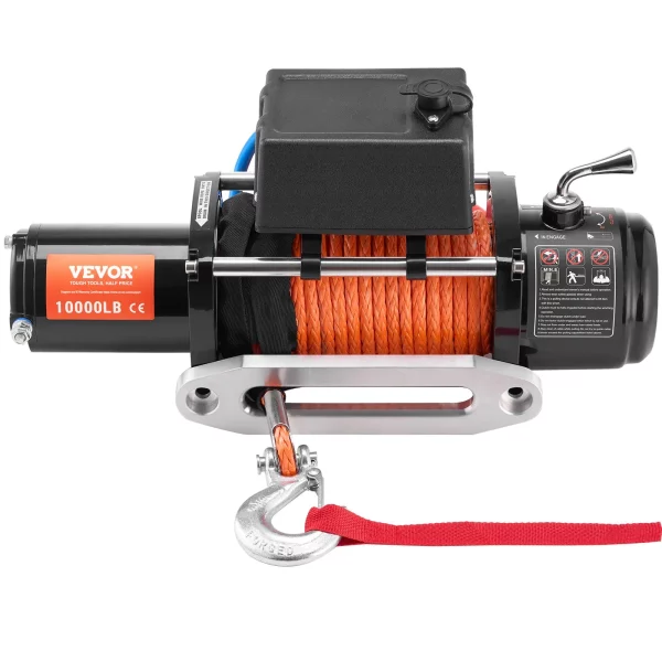 Elektrický navijak, 10 000 lb, 12V DC navijak pre nákladné vozidlá so syntetickým lanom Φ7/20 palcov x 65 stôp, hliníkovým vedením, bezdrôtovým a káblovým diaľkovým ovládaním, vodotesný s krytím IP55 na ťahanie SUV, džípov, prívesov a lodí. – Obrázok 5