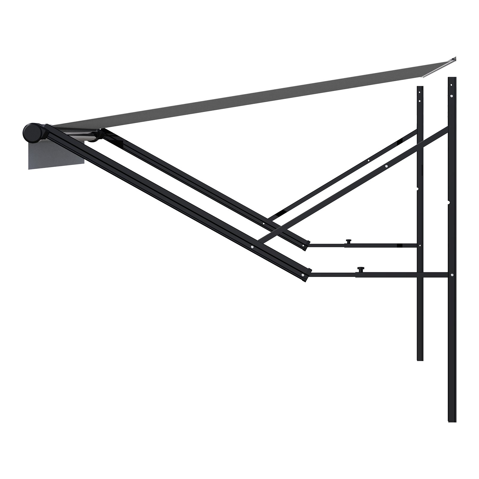 Markíza pre obytné automobily, elektrická vodotesná modulárna markíza, bočná markíza (5504 mm) s rámom z hliníkovej zliatiny, čierna gradientná vonkajšia markíza, slnečná clona na kempovanie – Obrázok 3