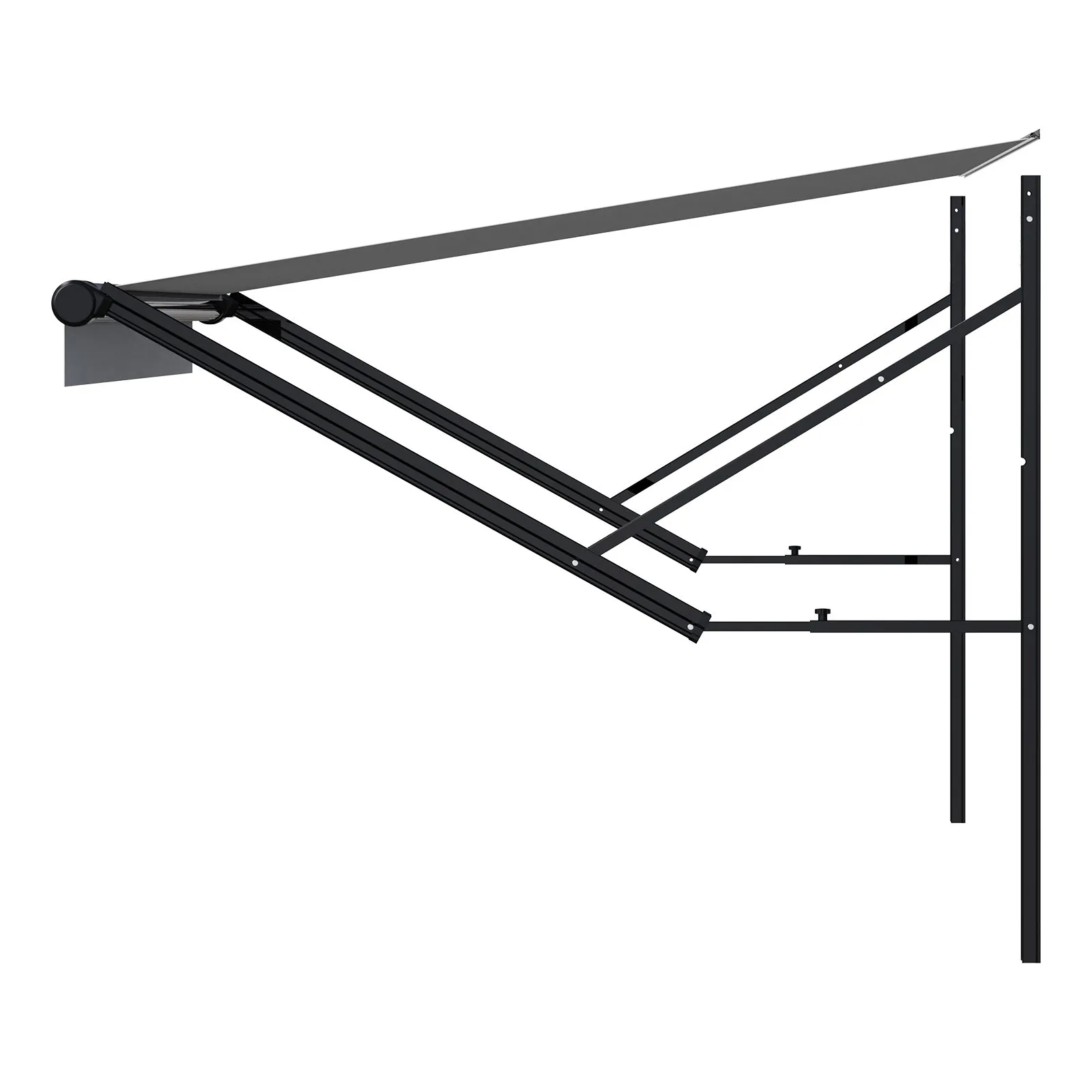 Markíza pre obytné automobily, elektrická vodotesná modulárna markíza, bočná markíza (5809 mm) s rámom z hliníkovej zliatiny, čierna gradientná vonkajšia markíza, slnečná clona na kempovanie – Obrázok 3