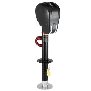 Elektrický zdvihák na príves, 1588 kg, vysokovýkonný zdvihák pre karavany s 2-cestným konektorom, pamäťovou funkciou, kľukou a krytom zdviháka, zdvih 240 – 760 mm, pre prívesy a obytné automobily