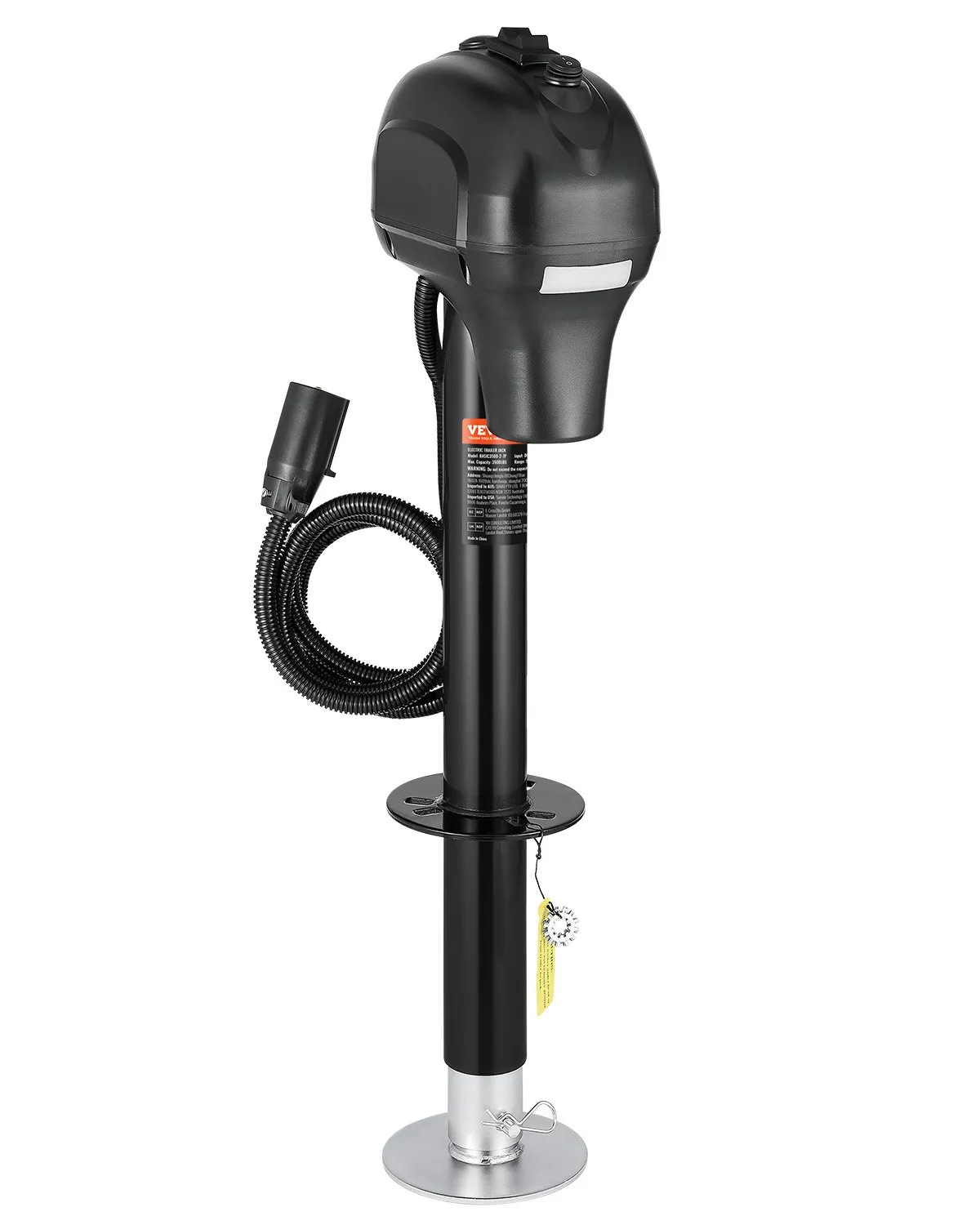 Elektrický zdvihák prívesu, 1588 kg, podpera pre ťažké prívesy so 7-kolíkovým konektorom, manuálna kľuka a kryt zdviháka, zdvih 240 – 815 mm, pre prívesy, obytné automobily a karavany, čierny – Obrázok 7