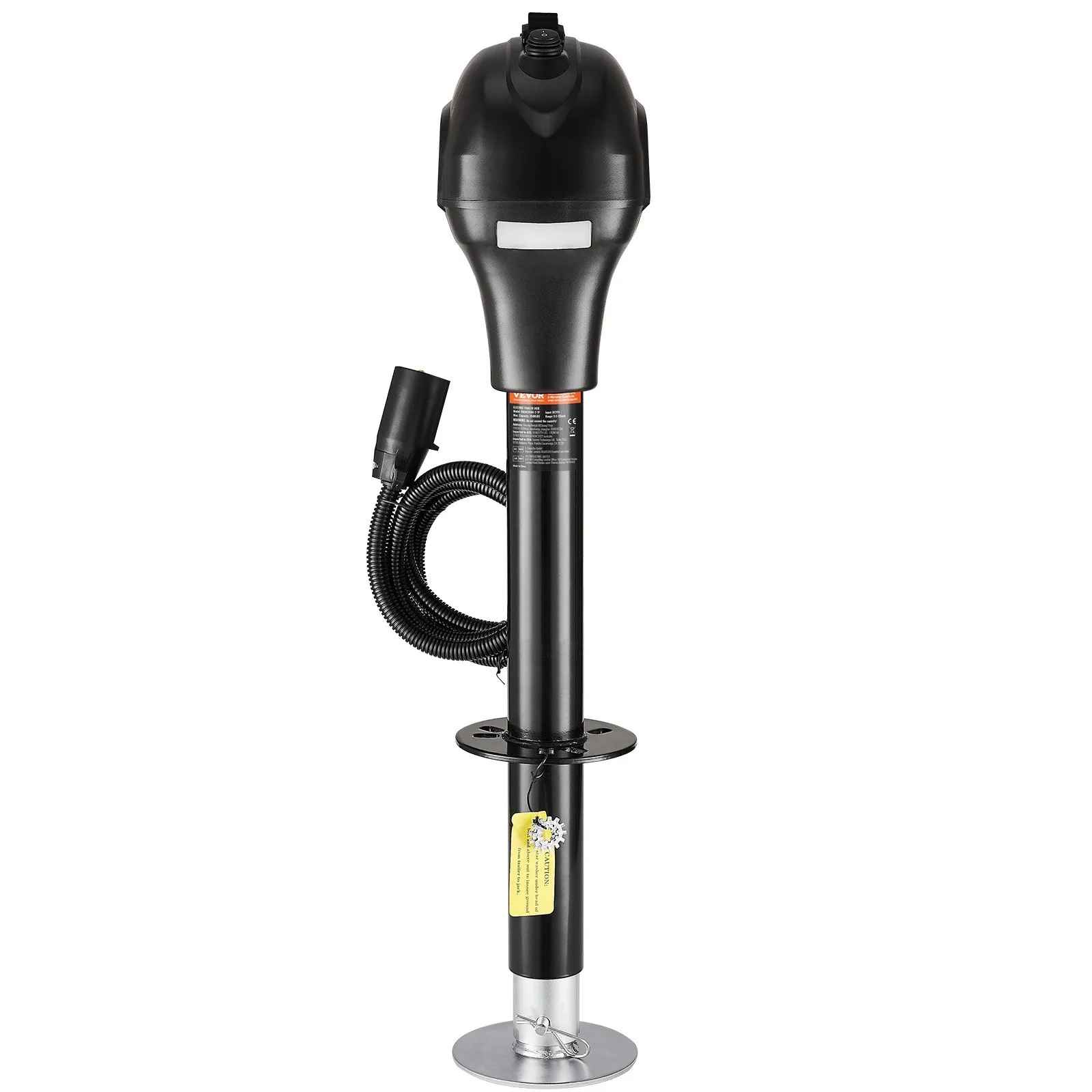 Elektrický zdvihák prívesu, 1588 kg, podpera pre ťažké prívesy so 7-kolíkovým konektorom, manuálna kľuka a kryt zdviháka, zdvih 240 – 815 mm, pre prívesy, obytné automobily a karavany, čierny – Obrázok 3