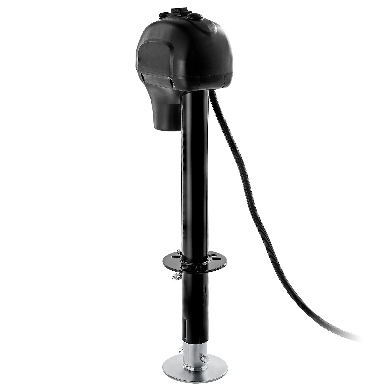 Elektrický zdvihák prívesu, 1588 kg, podpera pre ťažké prívesy so 7-kolíkovým konektorom, manuálna kľuka a kryt zdviháka, zdvih 240 – 815 mm, pre prívesy, obytné automobily a karavany, čierny – Obrázok 2