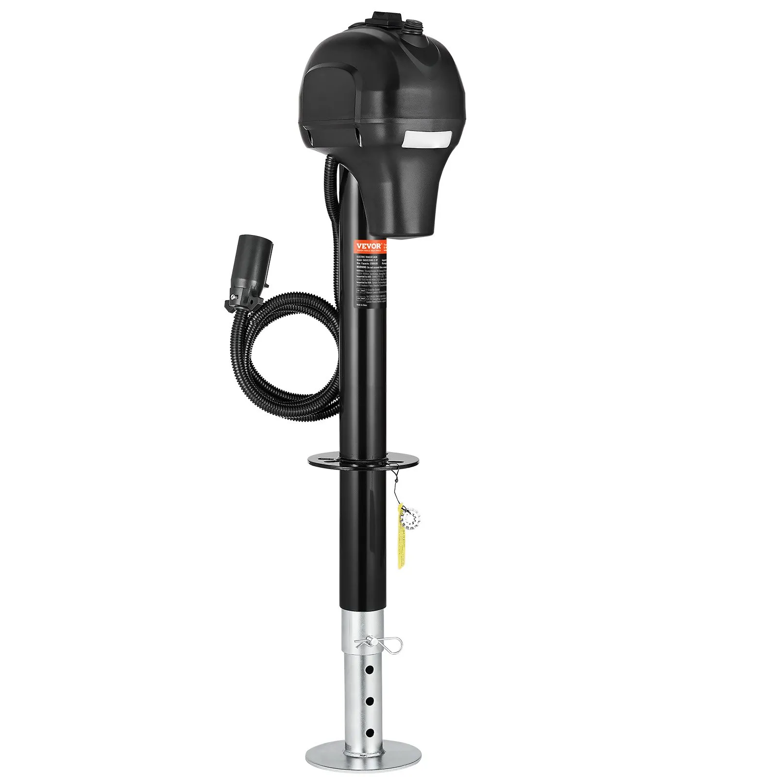 Elektrický zdvihák prívesu, 1588 kg, podpera pre ťažké prívesy so 7-kolíkovým konektorom, manuálna kľuka a kryt zdviháka, zdvih 240 – 815 mm, pre prívesy, obytné automobily a karavany, čierny – Obrázok 5