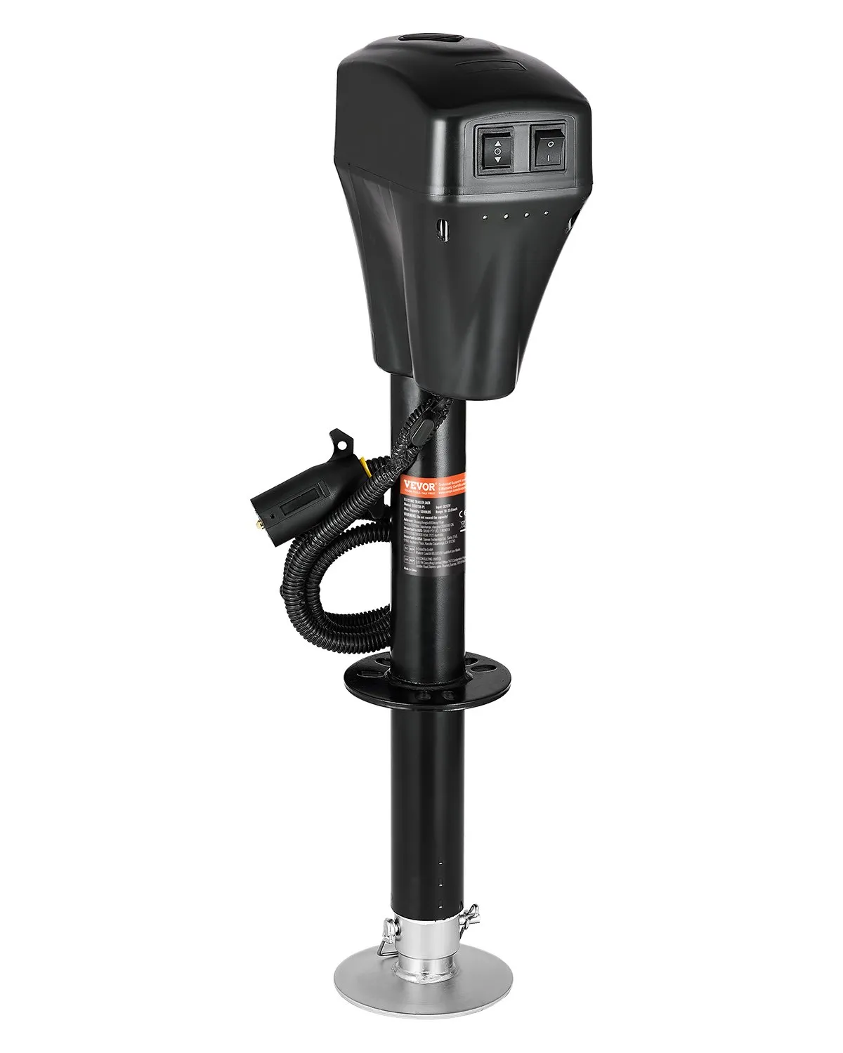 Elektrický zdvihák na príves, 2267 kg, podpera pre karavan so 7-kolíkovou zástrčkou, manuálna kľuka a kryt zdviháka, zdvih 255 – 860 mm, pre prívesy, obytné automobily a karavany, čierny – Obrázok 7