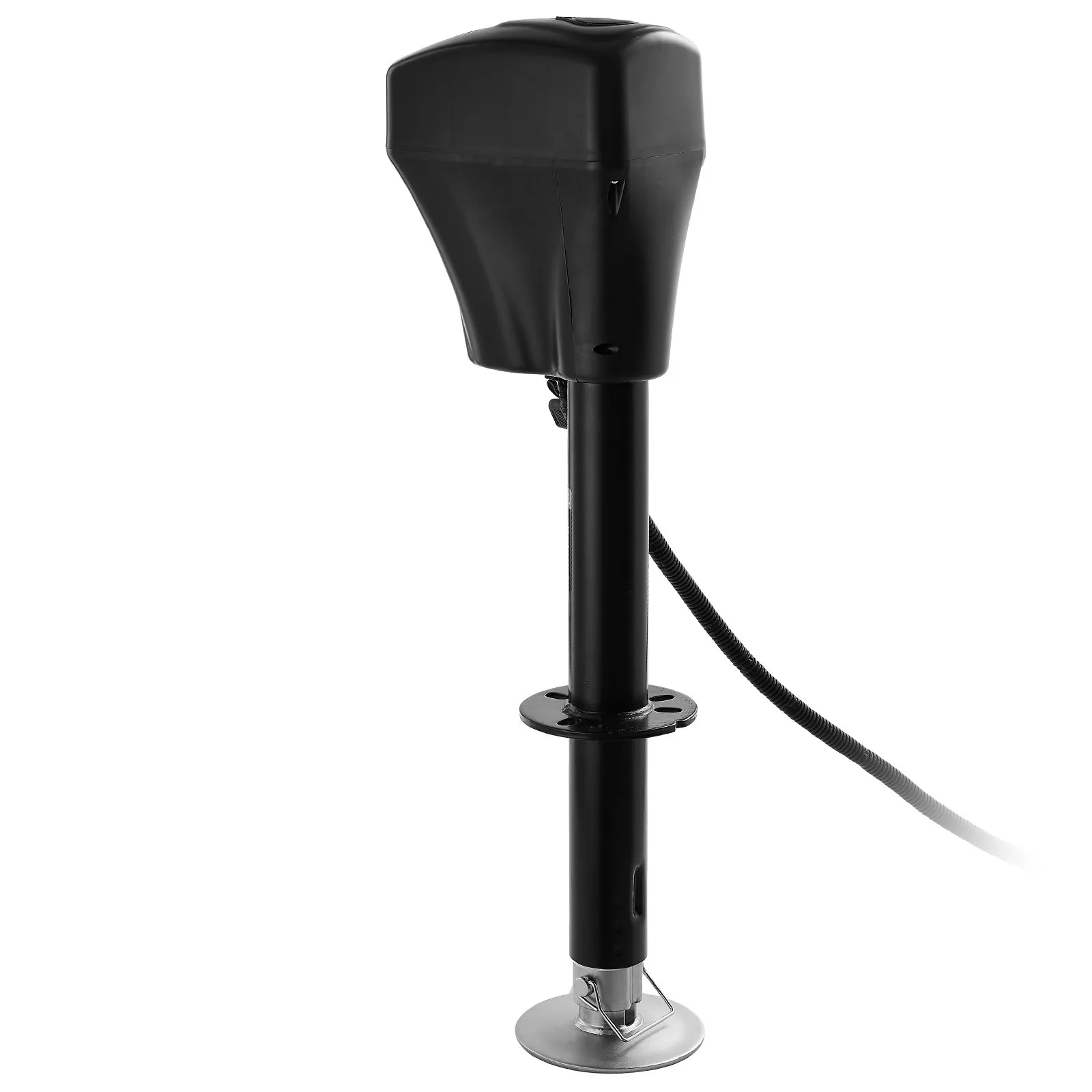 Elektrický zdvihák na príves, 2267 kg, podpera pre karavan so 7-kolíkovou zástrčkou, manuálna kľuka a kryt zdviháka, zdvih 255 – 860 mm, pre prívesy, obytné automobily a karavany, čierny – Obrázok 2