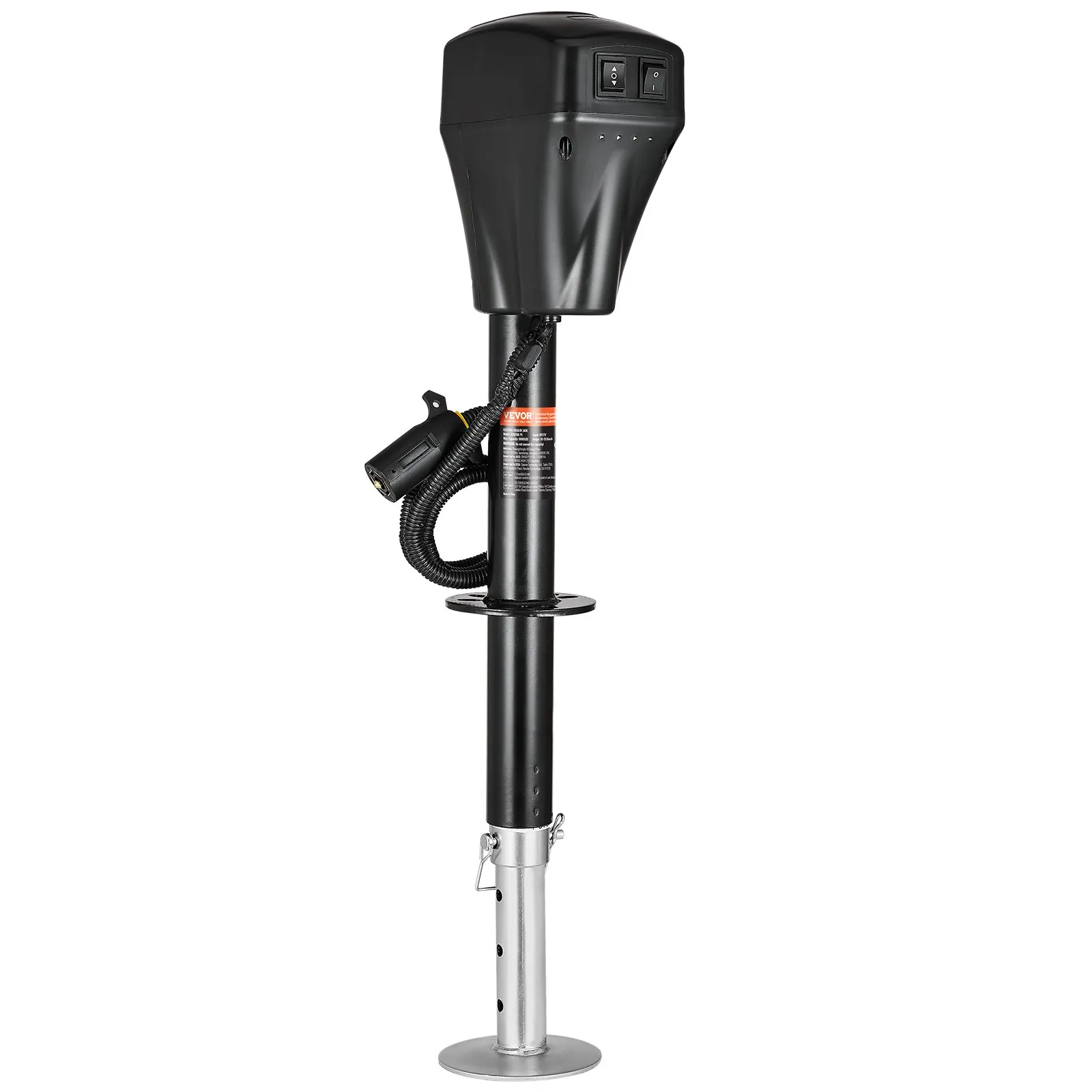 Elektrický zdvihák na príves, 2267 kg, podpera pre karavan so 7-kolíkovou zástrčkou, manuálna kľuka a kryt zdviháka, zdvih 255 – 860 mm, pre prívesy, obytné automobily a karavany, čierny – Obrázok 5