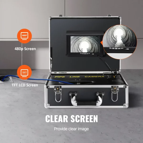 Kanalizačný fotoaparát s 512Hz sledovaním, 40m, 17,8cm inšpekčná kamera na potrubie s funkciou DVR, IP68 kamera s 12 nastaviteľnými LED diódami, 16GB SD karta pre kanalizačné potrubia, dom, kanalizačné odtoky – Obrázok 8