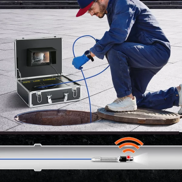 Kanalizačný fotoaparát s 512Hz sledovaním, 40m, 17,8cm inšpekčná kamera na potrubie s funkciou DVR, IP68 kamera s 12 nastaviteľnými LED diódami, 16GB SD karta pre kanalizačné potrubia, dom, kanalizačné odtoky – Obrázok 4