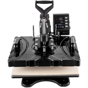 6 v 1 tepelný lis 38 x 29 cm, tepelný lis na tričká, 1000 W, tepelný lis na tričká, lis na domáce použitie, čierny s digitálnym LED regulátorom teploty a času