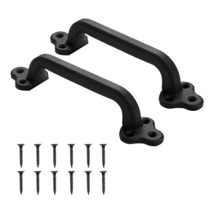 Kľučka na dvere do stodoly, 231 mm, kľučka na dvere do stodoly s náterom odolným voči hrdzi, kľučka na posuvné dvere z uhlíkovej ocele, kľučka na skrinku, kovové kľučky na posuvné dvere do garáže, prístrešku, skrinky, sada 2 kusov