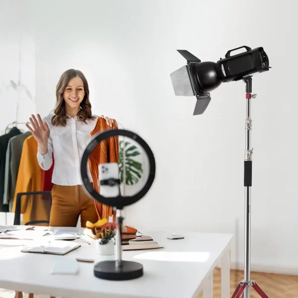 Štúdiový statív  s kolieskami, max. výška 320 cm, statív na lampu, stojan na svetlo, nastaviteľný statív vyrobený z nehrdzavejúcej ocele, fotografický statív s kolieskami, pre štúdiový softbox, monosvetlo, snímanie s reflektorom – Obrázok 5