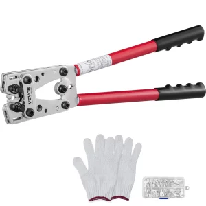 Krimpovacie kliešte, Kliešte na káblové oká 6-50 mm², Krimpovacie kliešte na batériové káble 10-1/0 AWG pre krimpovacie kliešte na batériové svorky, Krimpovací nástroj so 6 veľkosťami, Krimpovacie kliešte na medené očká Lisovacie kliešte Kliešte na rúrkové káblové oká