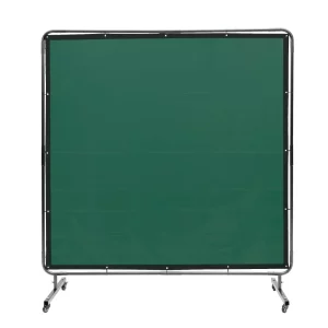 Zváračská clona 1,8 x 1,8 m, vinylová zváračská clona s ohňovzdornou úpravou, 4 otočnými kolieskami a 6-úrovňovou UV ochranou, zelená, zváračská deka