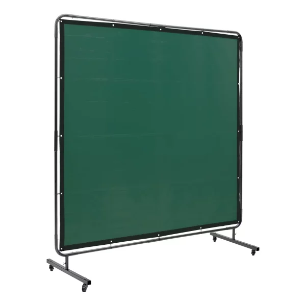 Zváračská clona 1,8 x 1,8 m, vinylová zváračská clona s ohňovzdornou úpravou, 4 otočnými kolieskami a 6-úrovňovou UV ochranou, zelená, zváračská deka – Obrázok 4
