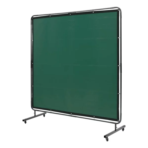 Zváračská clona 1,8 x 1,8 m, vinylová zváračská clona s ohňovzdornou úpravou, 4 otočnými kolieskami a 6-úrovňovou UV ochranou, zelená, zváračská deka – Obrázok 3