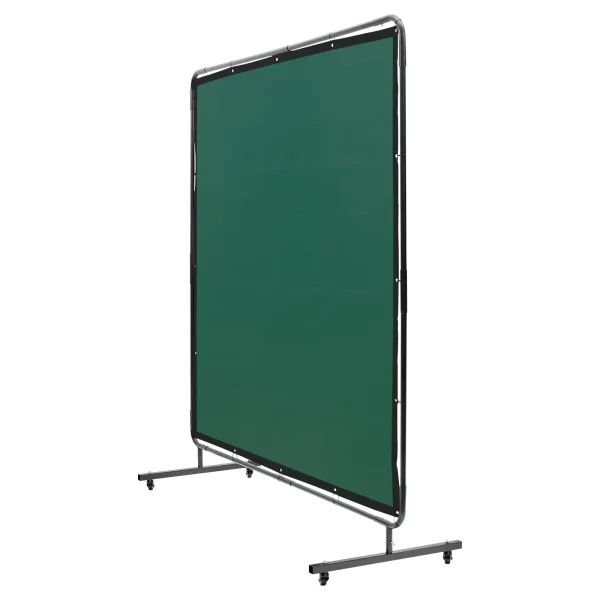 Zváračská clona 1,8 x 1,8 m, vinylová zváračská clona s ohňovzdornou úpravou, 4 otočnými kolieskami a 6-úrovňovou UV ochranou, zelená, zváračská deka – Obrázok 2