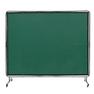 Zváračská clona 1,8 x 2,4 m, vinylová zváračská štítka s ohňovzdornou úpravou, 4 otočnými kolieskami a 6-úrovňovou UV ochranou, zelená, zváračská deka
