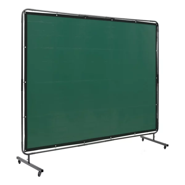 Zváračská clona 1,8 x 2,4 m, vinylová zváračská štítka s ohňovzdornou úpravou, 4 otočnými kolieskami a 6-úrovňovou UV ochranou, zelená, zváračská deka – Obrázok 4