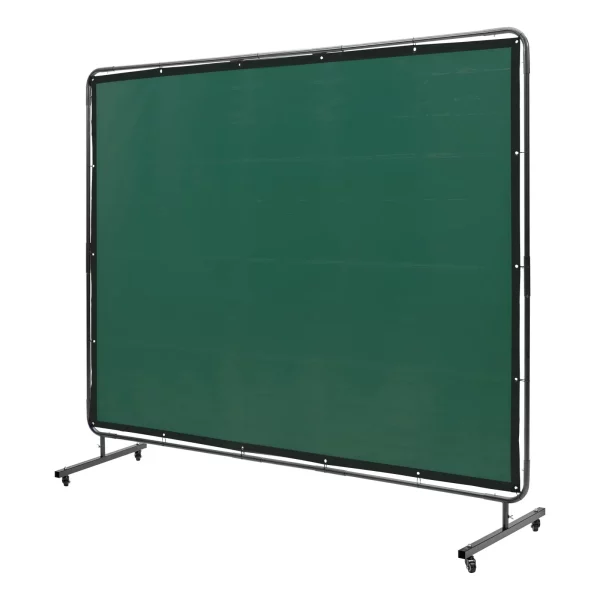 Zváračská clona 1,8 x 2,4 m, vinylová zváračská štítka s ohňovzdornou úpravou, 4 otočnými kolieskami a 6-úrovňovou UV ochranou, zelená, zváračská deka – Obrázok 3