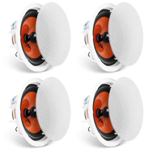Balenie 4 stropných reproduktorov  s priemerom 20 cm, 100 W stropný a nástenný reproduktorový systém s impedanciou 8 Ω a citlivosťou 89 dB, pre domácnosť, kuchyňu, obývačku, spálňu alebo krytú verandu