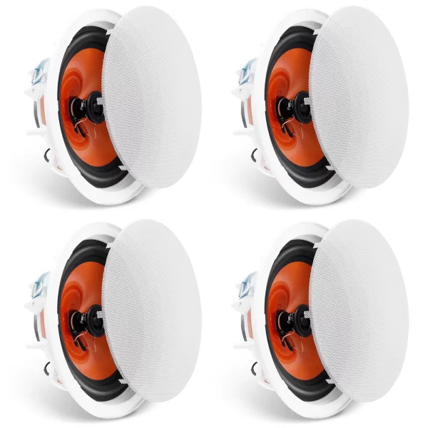 Balenie 4 stropných reproduktorov  s priemerom 20 cm, 100 W stropný a nástenný reproduktorový systém s impedanciou 8 Ω a citlivosťou 89 dB, pre domácnosť, kuchyňu, obývačku, spálňu alebo krytú verandu