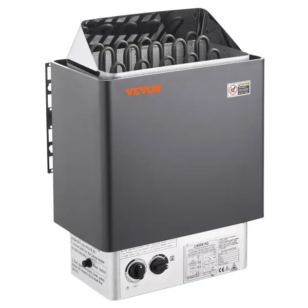 Saunová pec, 8 kW, 400 V, prenosná vnútorná a vonkajšia saunová pec 3N s 3-hodinovým časovačom, vstavané ovládanie pre 8-12 m³, komerčné použitie v hotelových kúpeľoch, max. 110 °C