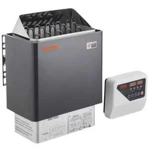 Saunová pec, 8 kW, 400 V 3N Prenosná vnútorná a vonkajšia saunová pec s 3-hodinovým časovačom, digitálne ovládanie pre 8-12 m³ domáce a komerčné použitie v hotelových kúpeľných sprchách, max. 110 °C