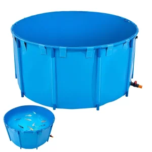 Plátenné rybník, objem 3100 l, PVC akvárium pre koi kapry, okrúhle akvárium pre zlaté rybky s pevným rámom a vypúšťacím ventilom, pre akvakultúru, chov koi kaprov a zavlažovanie (modré)