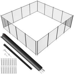 Bazénový plot, 1,21 x 14,63 m, odnímateľný detský bezpečnostný plot, jednoduchá inštalácia svojpomocne, plot k bazénu, 340 g Teslin PVC plot k bazénu, chráni deti a domáce zvieratá