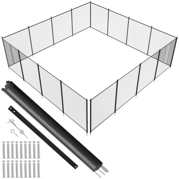 Bazénový plot, 1,21 x 14,63 m, odnímateľný detský bezpečnostný plot, jednoduchá inštalácia svojpomocne, plot k bazénu, 340 g Teslin PVC plot k bazénu, chráni deti a domáce zvieratá