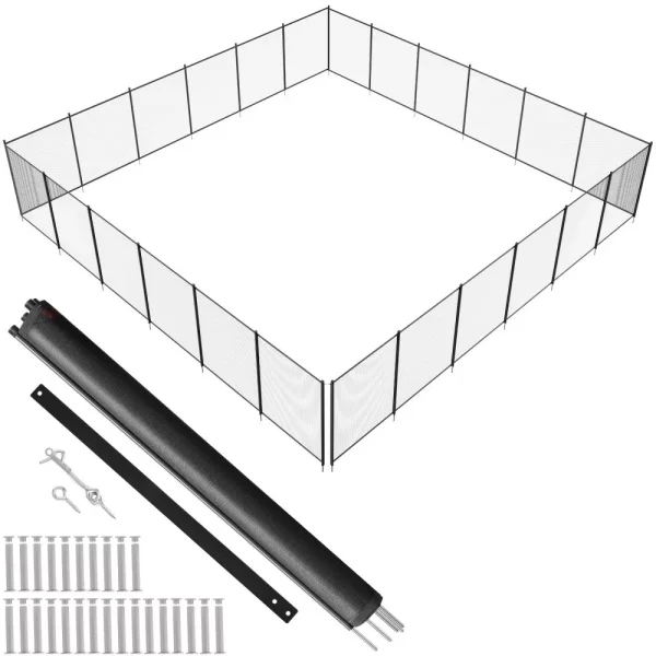 Bazénový plot, 1,21 x 21,95 m Odnímateľný detský bezpečnostný plot, jednoduchá inštalácia svojpomocne, bazénový plot, 340 g Teslin PVC sieť na plot, chráni deti a domáce zvieratá
