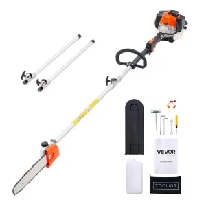 Dvojtaktná benzínová vysúvacia píla 25 cm3, teleskopická píla s výsuvnou tyčou 2,12–3,62 m, 30,5 cm čepeľou a 650 ml palivovou nádržou, pre výkonné rezanie vo vysokých korunách stromov.