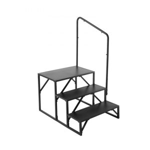 Schody pre obytné vozidlá, 3-stupňové schody pre obytné vozidlá, nosnosť 200 kg, zosilnená uhlíková oceľ, so zábradlím, protišmykové schody pre bezpečný vstup a výstup, vhodné pre obytné vozidlá a prívesy