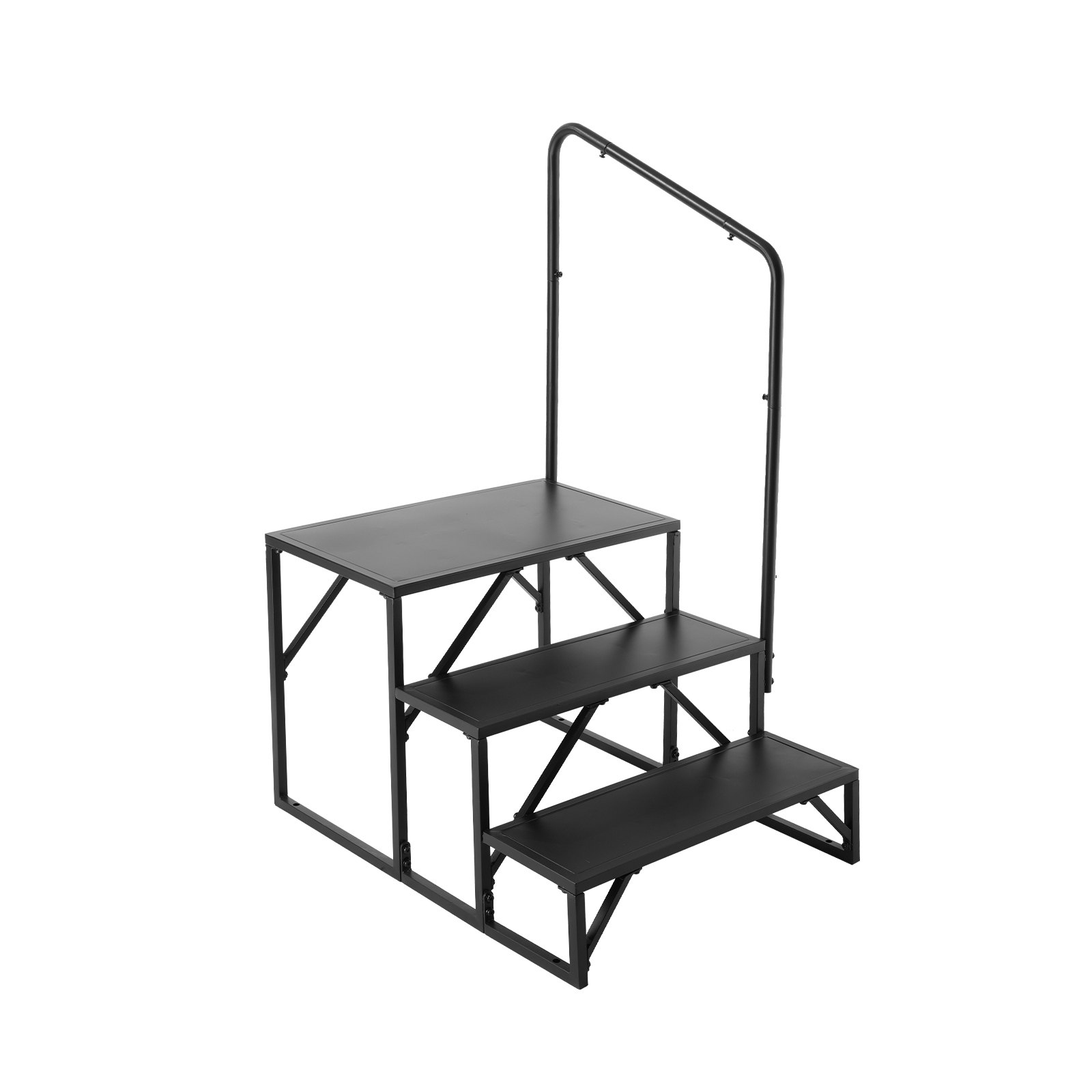 Schody pre obytné vozidlá, 3-stupňové schody pre obytné vozidlá, nosnosť 200 kg, zosilnená uhlíková oceľ, so zábradlím, protišmykové schody pre bezpečný vstup a výstup, vhodné pre obytné vozidlá a prívesy – Obrázok 4