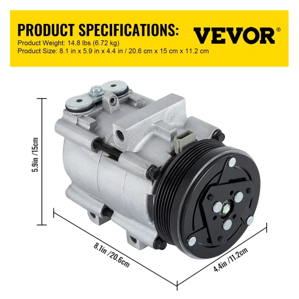 CO 101290C (4L3Z19703AB) Univerzálny kompresor klimatizácie pre modely F150 93-07 4,2 l 4,6 l 5,4 l 6,8 l FS10, zostava kompresora klimatizácie 58129 57129 58165 57165 – Obrázok 7