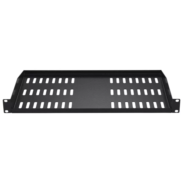 2-balenie 1U serverových rackových políc, hĺbka 10"/254 mm, maximálna nosnosť 50 libier, vetrané konzolové alebo nástenné rackové poličky s policou, dobrá cirkulácia vzduchu pre 19" sieťovú skriňu alebo rackové zariadenia – Obrázok 2