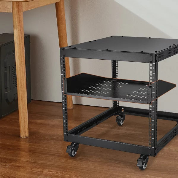 Polica do serverového racku  2U, hĺbka 16"/406 mm, maximálna nosnosť 50 libier, vetraná konzolová alebo nástenná polica s policou, dobrá cirkulácia vzduchu pre sieťovú skriňu alebo rack so zariadeniami 19"/482,6 mm – Obrázok 3