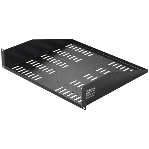 Polica do serverového racku  2U, hĺbka 16"/406 mm, maximálna nosnosť 50 libier, vetraná konzolová alebo nástenná polica s policou, dobrá cirkulácia vzduchu pre sieťovú skriňu alebo rack so zariadeniami 19"/482,6 mm
