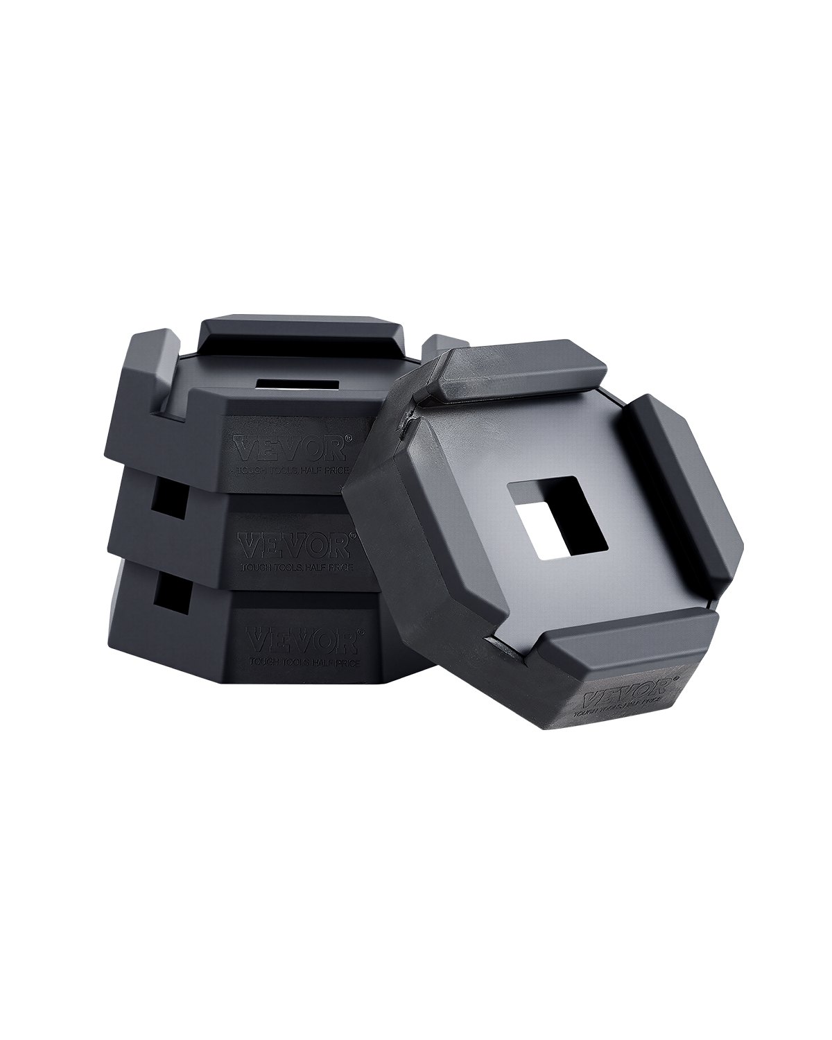 4-balenie vyrovnávacích podložiek pre obytné vozidlá, gumené podložky pre zdvihák prívesu s nosnosťou 2300 kg (na podložku), stabilizačná podložka pre zdvihák s veľkou plochou, ideálna pre štvorcové stopy (139,7 mm)