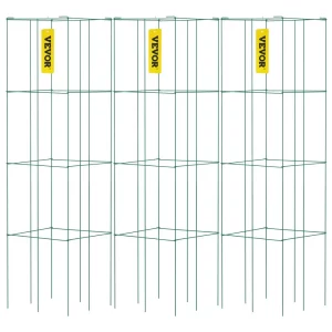 Klietky na paradajky, 37 x 37 x 100 cm, sada 3 štvorcových klietok na podporu rastlín, odolné veže na zelené paradajky vyrobené z ocele s PVC povlakom na popínavú zeleninu, rastliny, kvety a ovocie