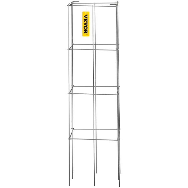 Klietky na paradajky, 30 x 30 x 117 cm, sada 5 štvorcových klietok na podporu rastlín, odolné oceľové veže na paradajky striebornej farby s PVC povlakom na popínavú zeleninu, rastliny, kvety a ovocie – Obrázok 3