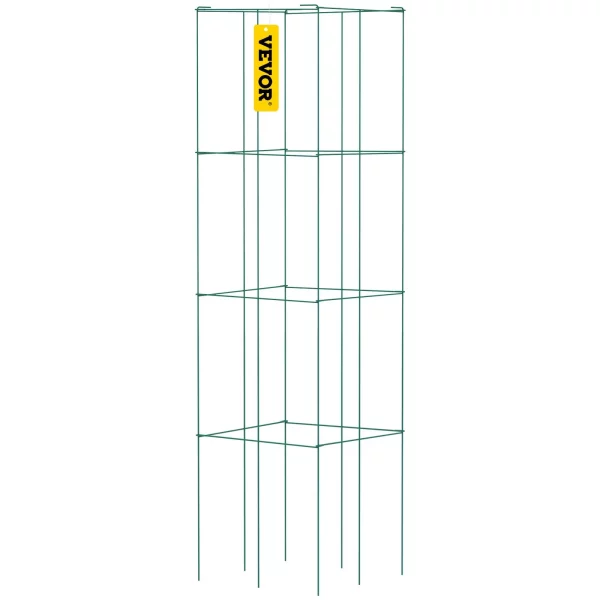 Klietky na paradajky, 30 x 30 x 117 cm, sada 10 štvorcových klietok na podporu rastlín, odolné veže na zelené paradajky vyrobené z ocele s PVC povlakom na popínavú zeleninu, rastliny, kvety a ovocie. – Obrázok 3