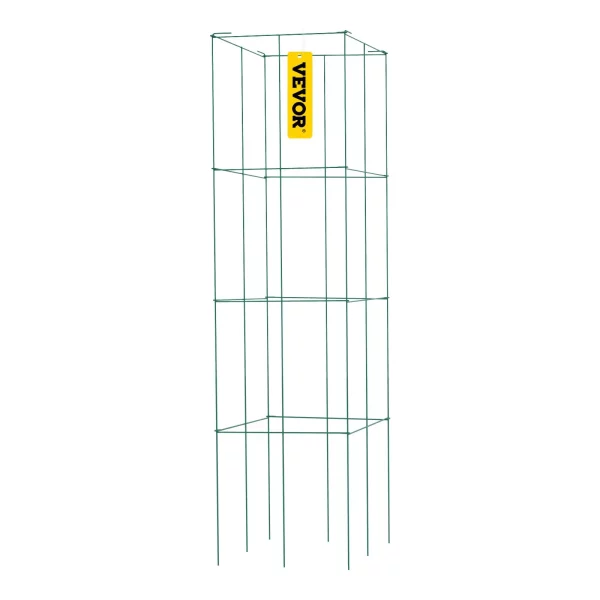 Klietky na paradajky, 30 x 30 x 117 cm, sada 10 štvorcových klietok na podporu rastlín, odolné veže na zelené paradajky vyrobené z ocele s PVC povlakom na popínavú zeleninu, rastliny, kvety a ovocie. – Obrázok 2