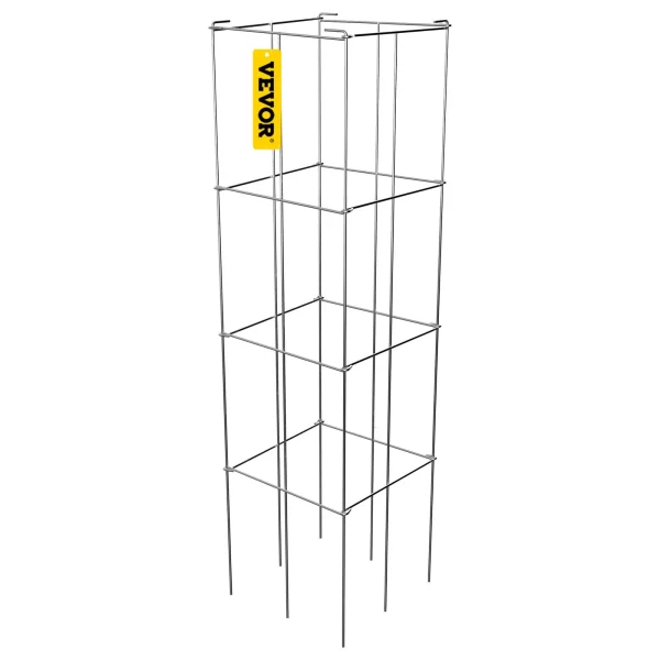 Klietky na paradajky, 30 x 30 x 117 cm, sada 10 štvorcových klietok na podporu rastlín, odolné oceľové veže na paradajky striebornej farby s PVC povlakom na popínavú zeleninu, rastliny, kvety a ovocie. – Obrázok 2