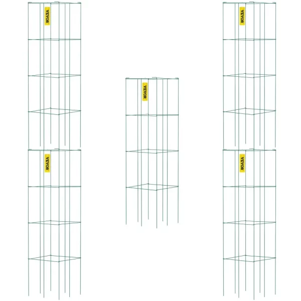 Klietky na paradajky, 30 x 30 x 117 cm, sada 5 štvorcových klietok na podporu rastlín, odolné veže na zelené paradajky vyrobené z ocele s PVC povlakom na popínavú zeleninu, rastliny, kvety a ovocie. – Obrázok 7