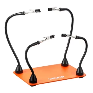 Spájkovacia pomôcka z tretej ruky 201x140x3 mm, magnetická spájkovacia stanica, 4 flexibilné ramená, s krokosvorkami a protišmykovou oceľovou základňou, na opravy elektroniky, remeslá, koníčky, domáci kutilstvo