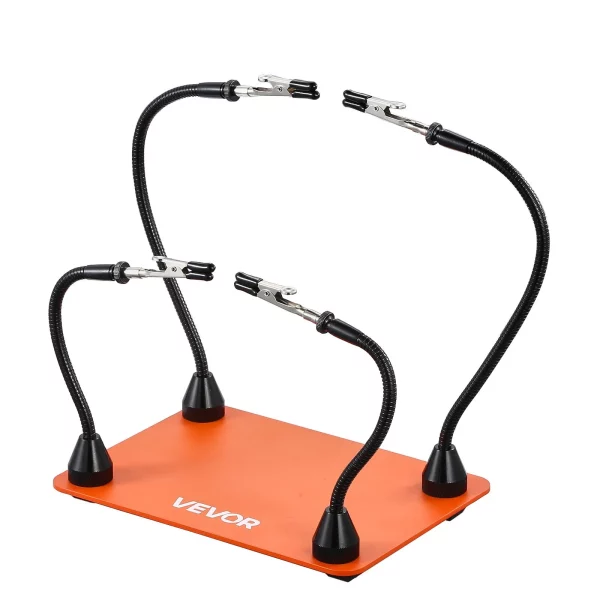 Spájkovacia pomôcka z tretej ruky 201x140x3 mm, magnetická spájkovacia stanica, 4 flexibilné ramená, s krokosvorkami a protišmykovou oceľovou základňou, na opravy elektroniky, remeslá, koníčky, domáci kutilstvo – Obrázok 4